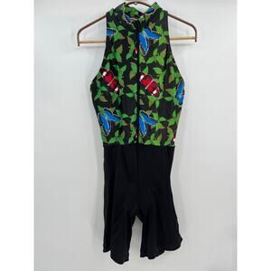 Vintage Urbanek Cycling Suit Sz Women's L Butterfly Print Black Red Blue Green